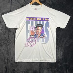 VTG Elvis Presley Shirt Mens L Single Stitch King Rock N Roll Stamp Tee 1992 USA